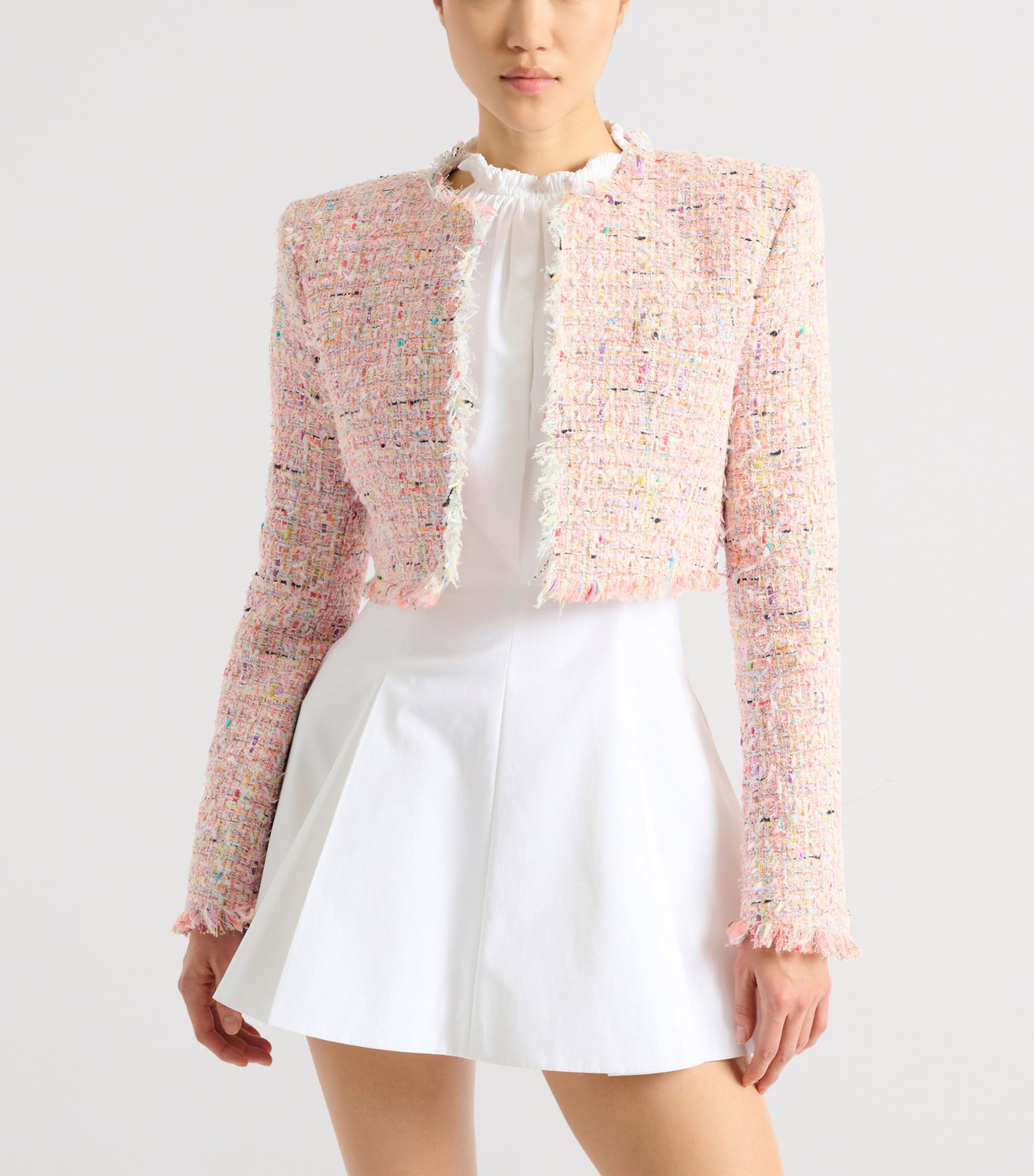 Balmain Womens Tweed cropped jacket Aaa Multicolore Image 4