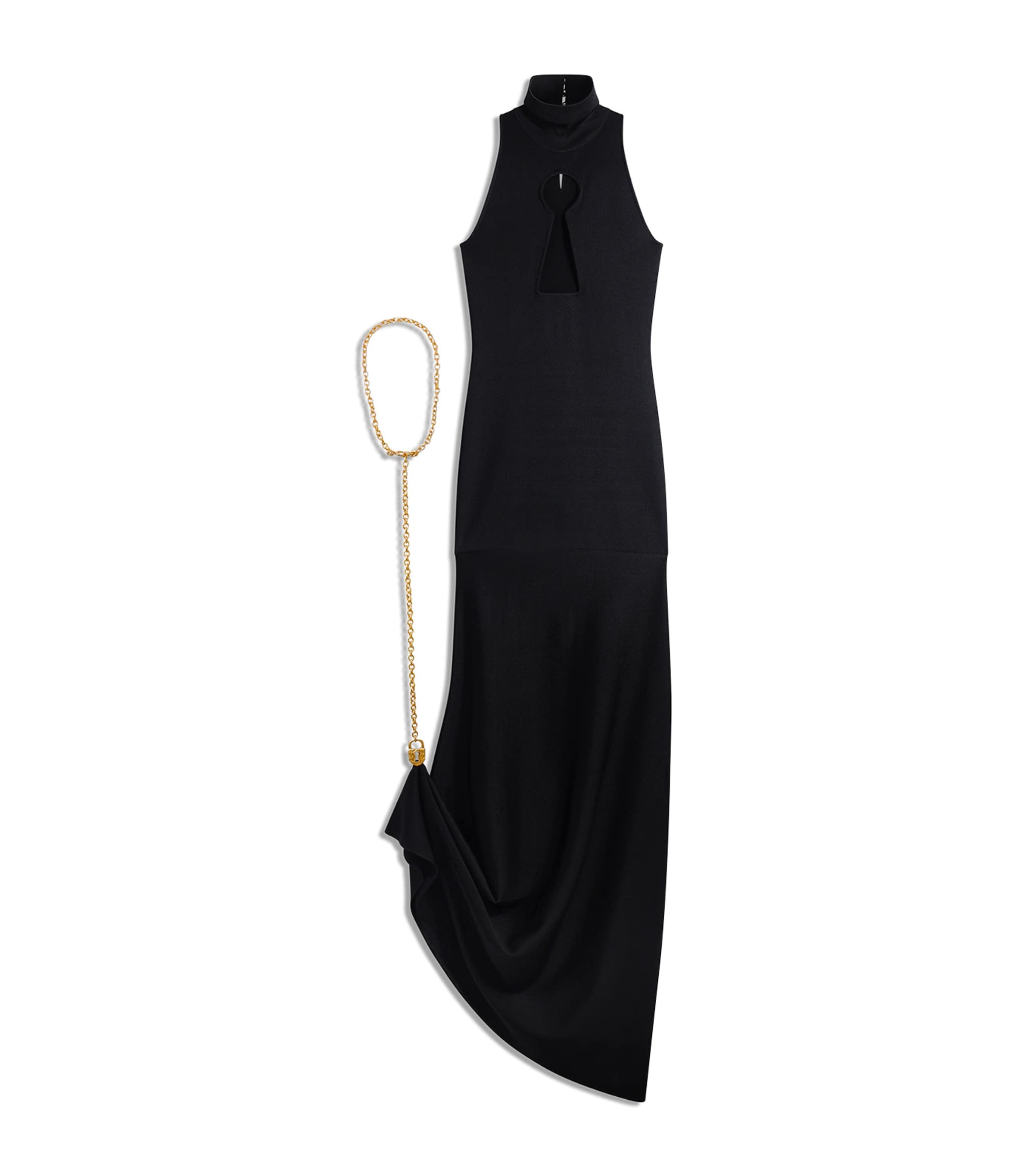 Schiaparelli Womens Keyhole Padlock and Chain Gown Black Image 1
