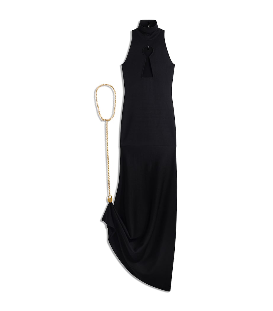 Schiaparelli Womens Keyhole Padlock and Chain Gown Black Image 1