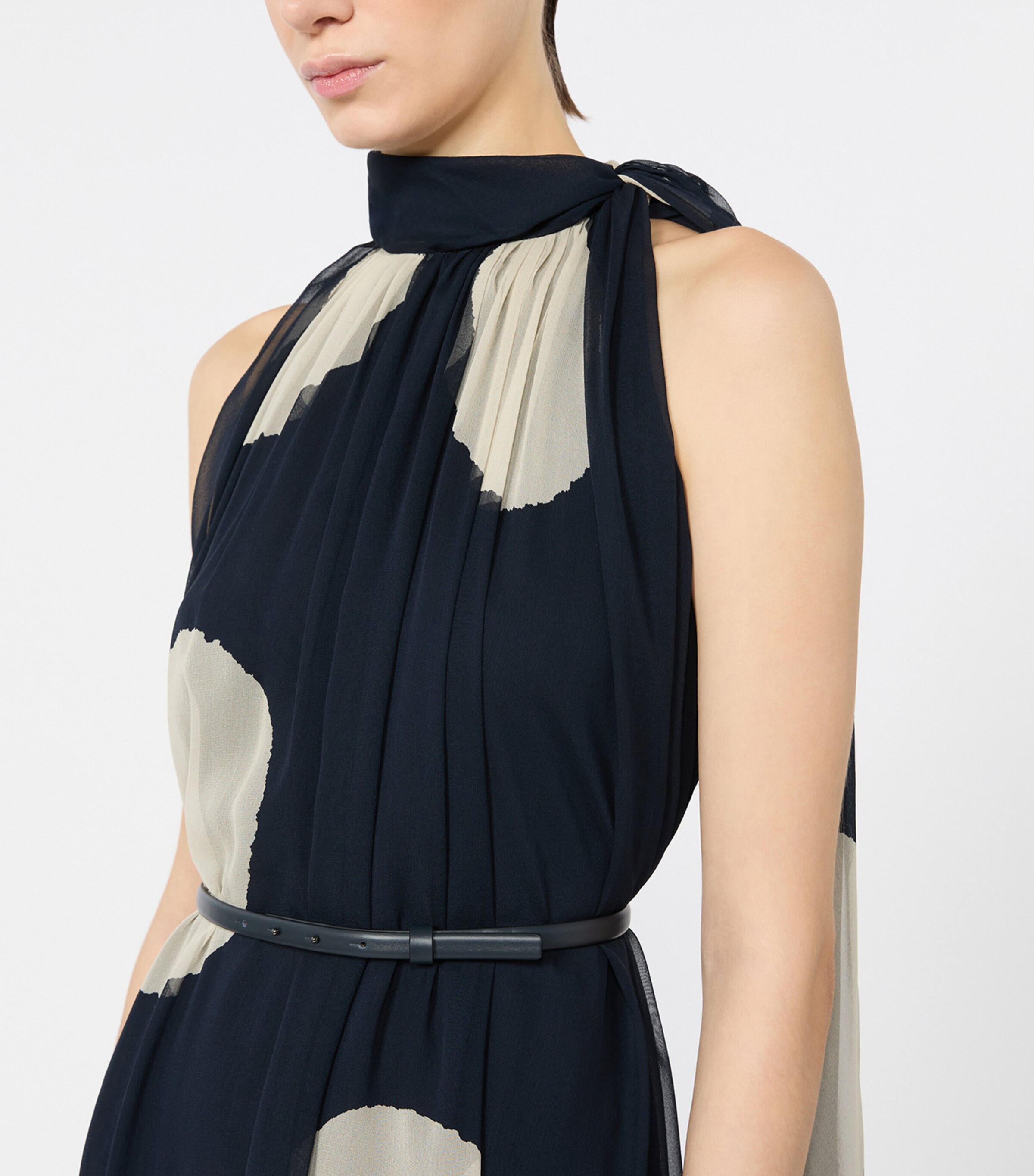 Max Mara Womens Silk Belted Maxi Dress Midnightblue Image 5