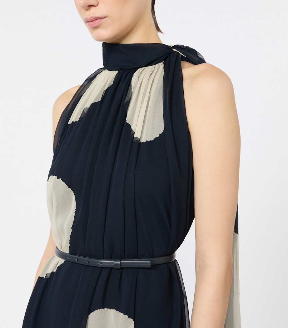 Max Mara Womens Silk Belted Maxi Dress Midnightblue Image 5