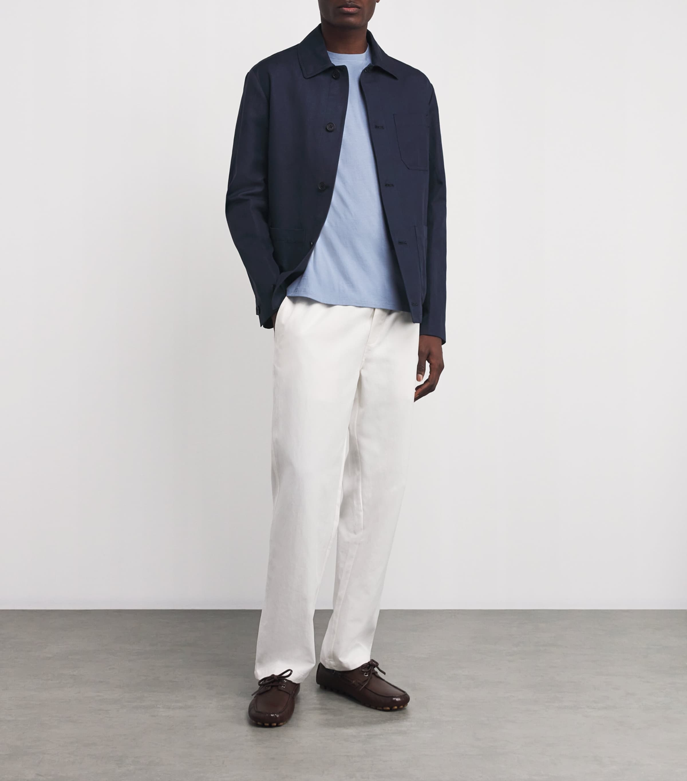 slowear Mens Linen-Cotton Overshirt Blue Scuro Image 2