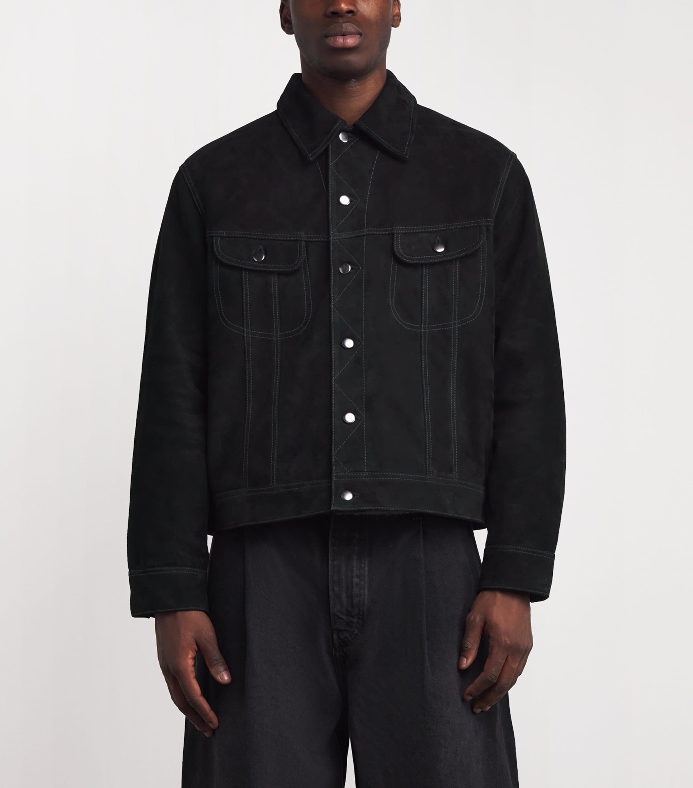 x Aaron Levine Suede Boston Jacket BLACK Image 3