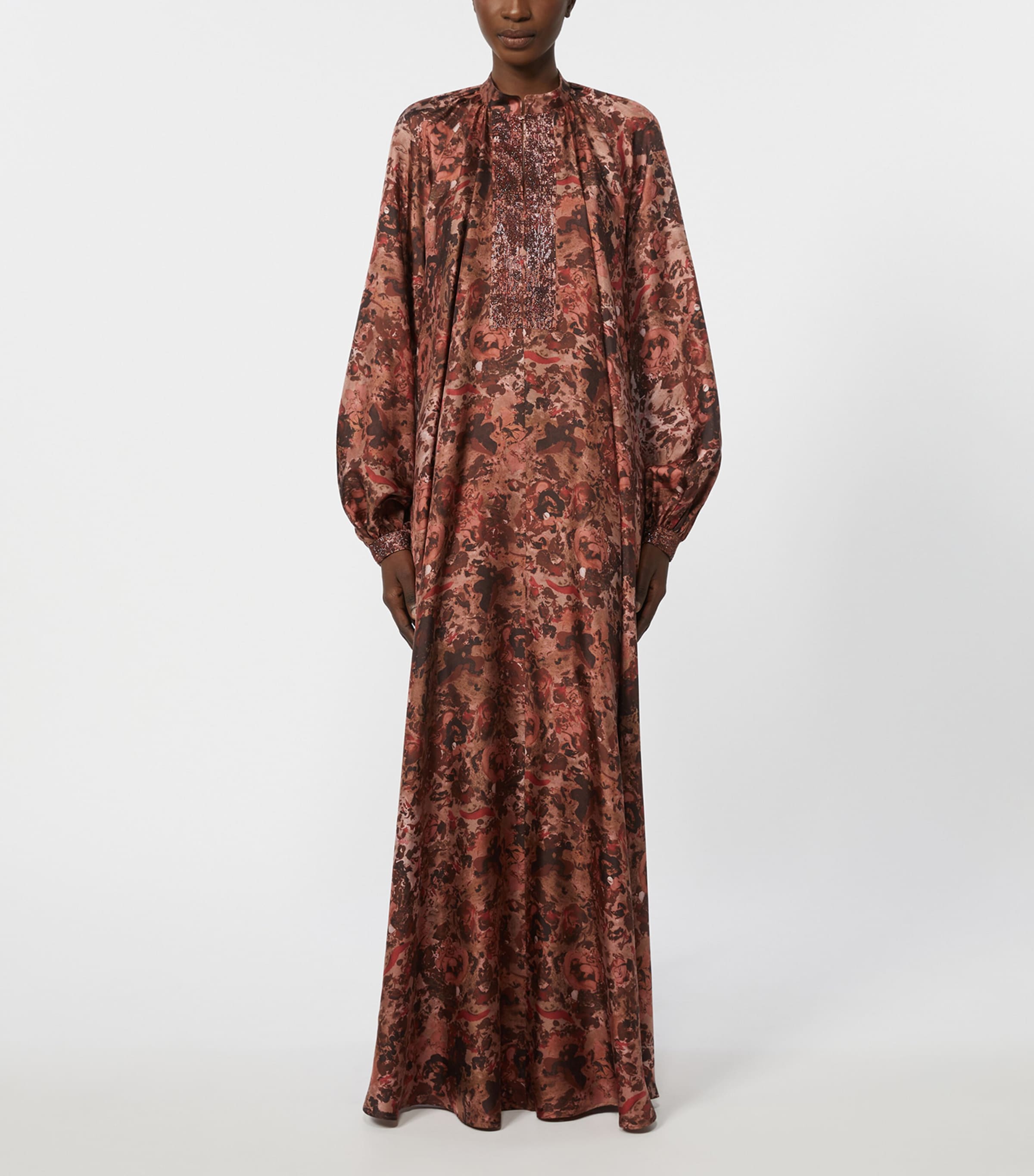 Silk Twill Printed Maxi Dress BORDEAUX Image 2