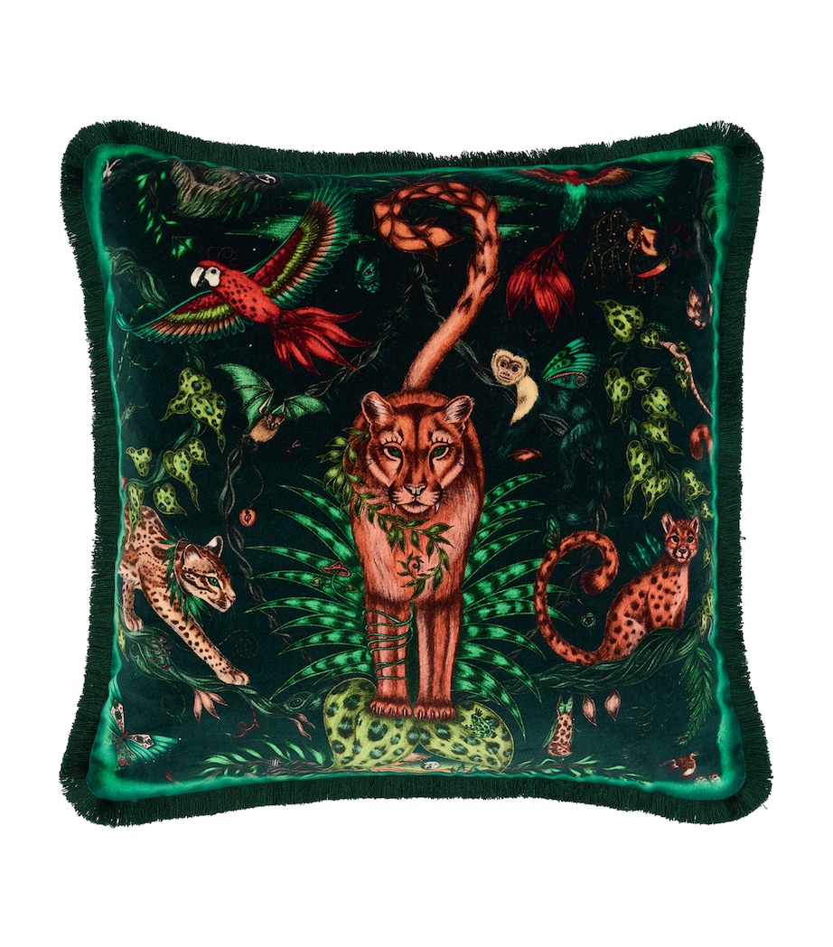Emma J Shipley Velvet Bosque Dreams Cushion (45cm x 45cm) Forest Image 1