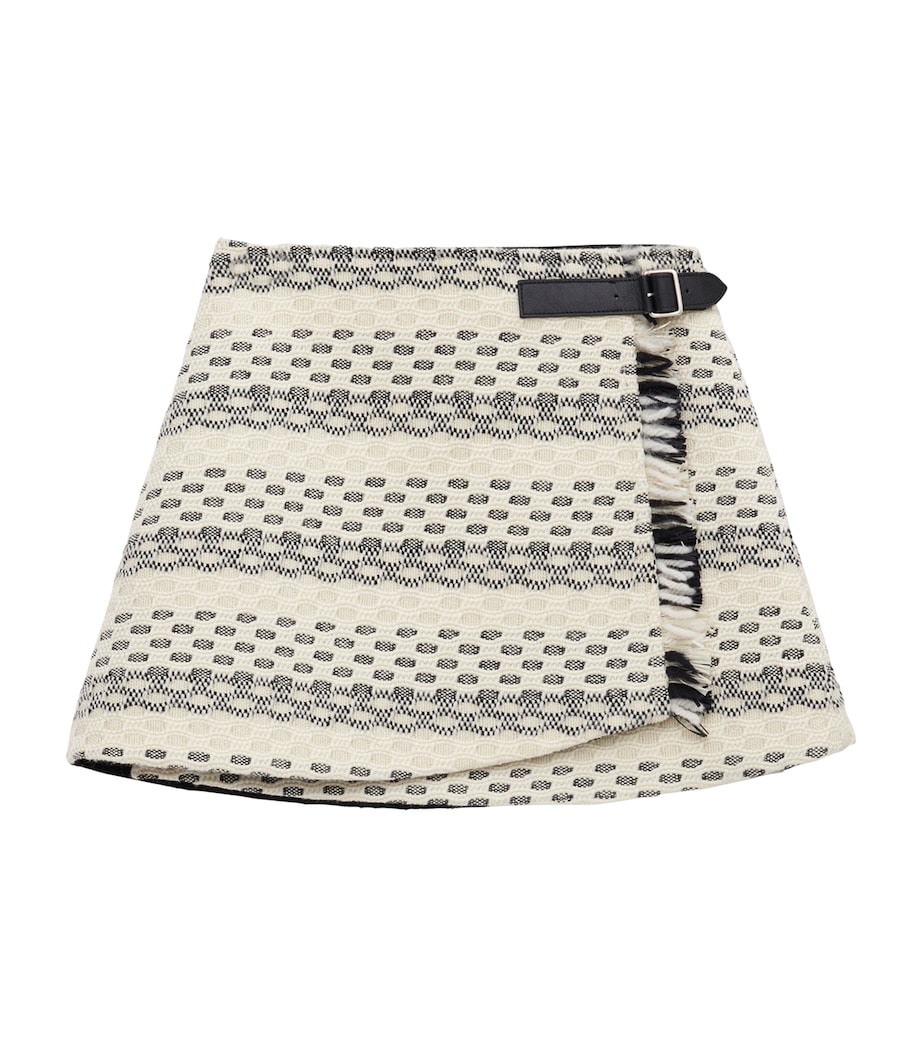 Wool-Blend Buckled Mini Skirt BLACK/WHITE Image 1