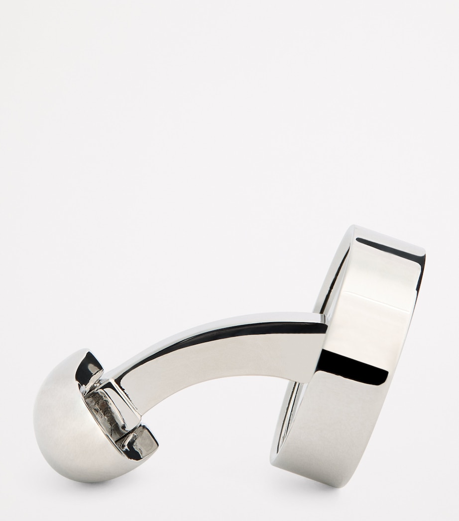 Rhodium-Plated Reversible Disc Cufflinks PEARL Image 4