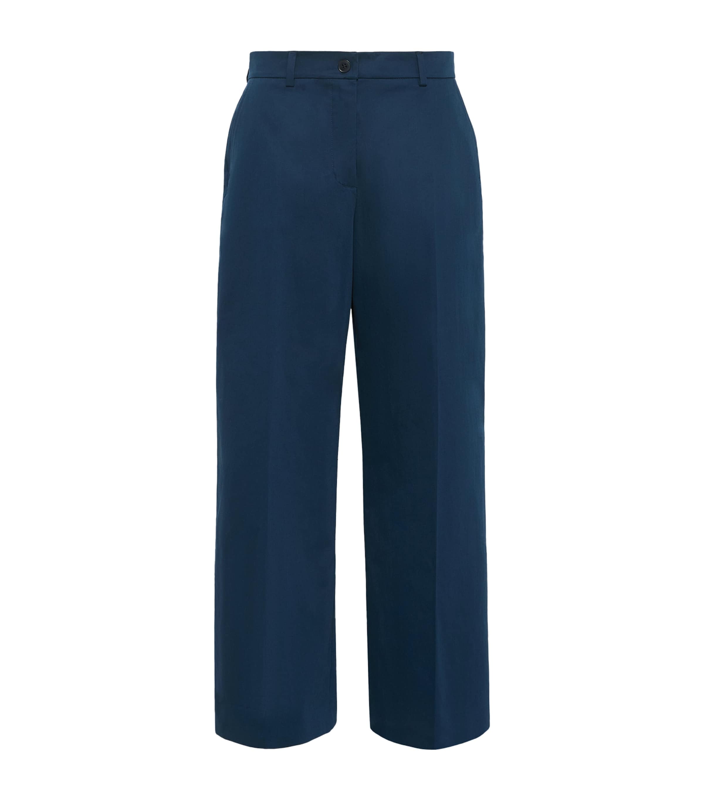 Weekend Max Mara Womens Stretch-Cotton Wide-Leg Trousers Navy Image 1