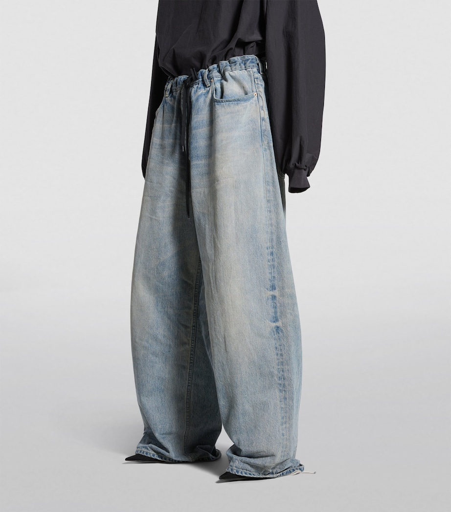 Distressed Drawstring Wide-Leg Jeans 6379 Image 6