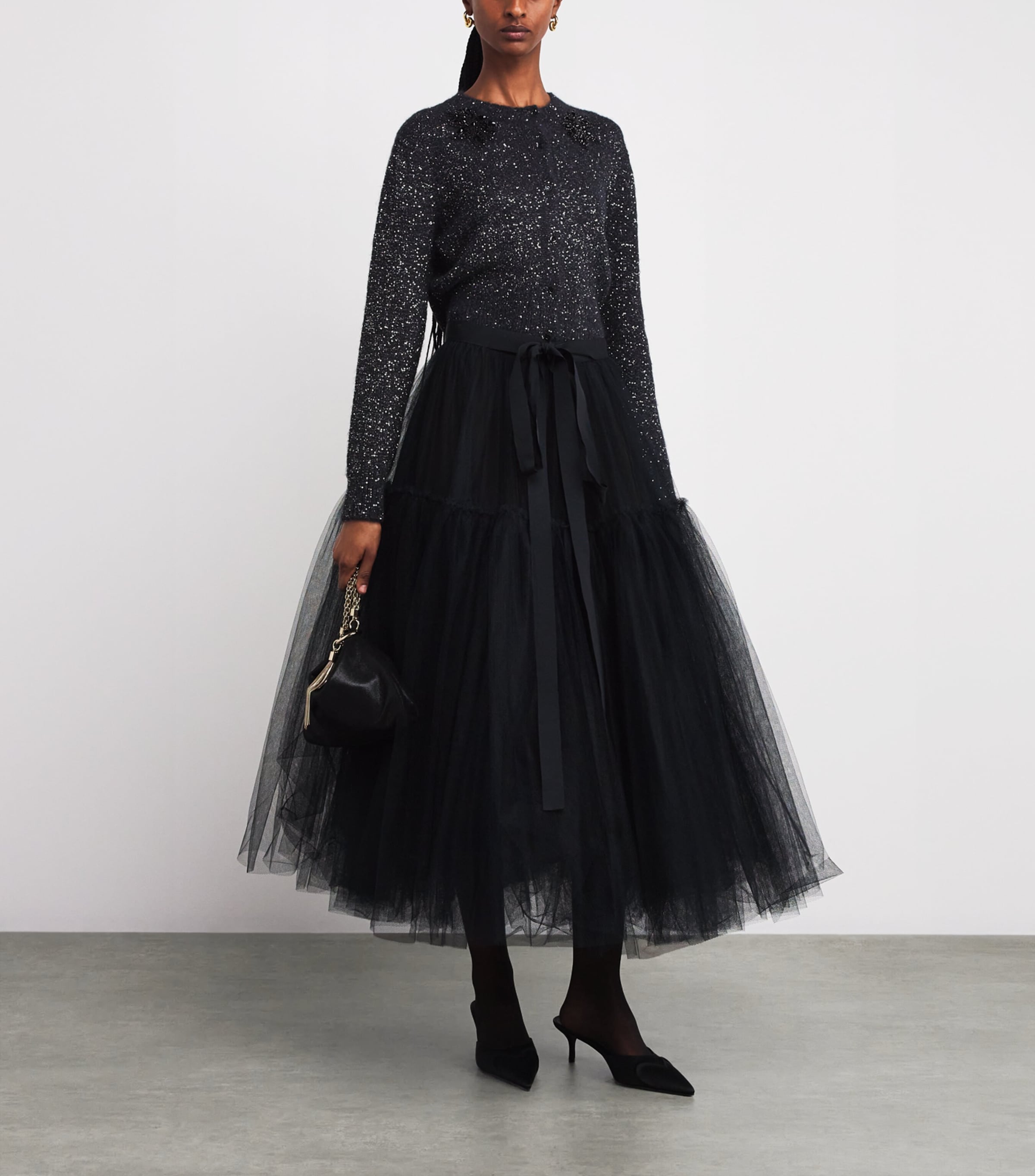 Tulle Midi Skirt BLACK Image 2