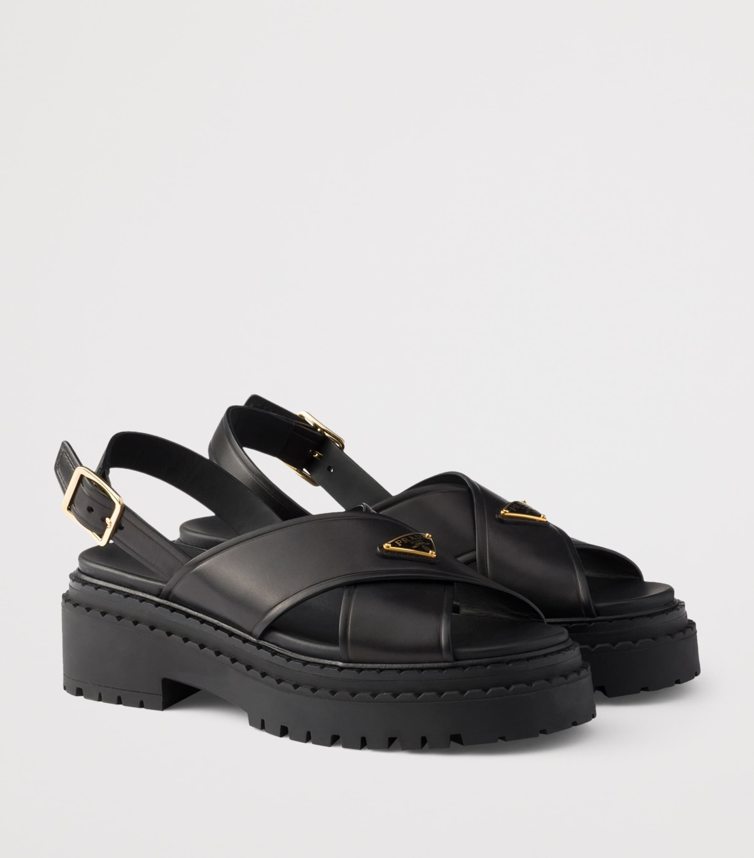 Leather Crossover Platform Sandals 55 F0002 Image 2