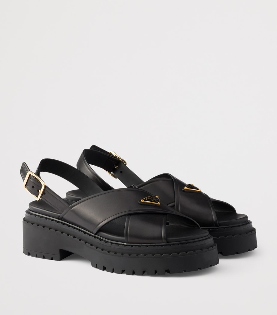 Leather Crossover Platform Sandals 55 F0002 Image 2