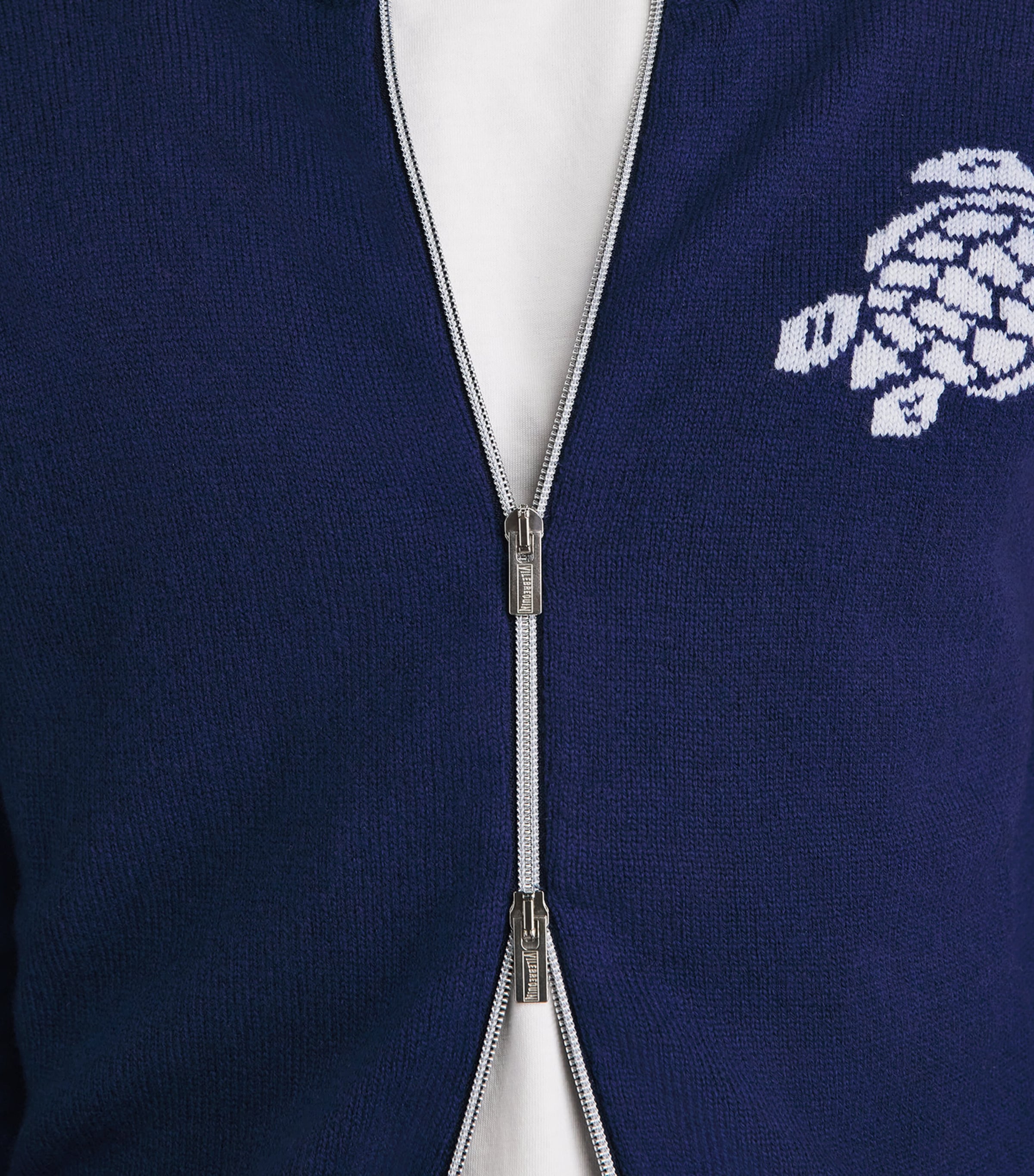Vilebrequin Mens Virgin Wool-Cashmere Juan Zip-Up Cardigan Bleu Marine Image 3
