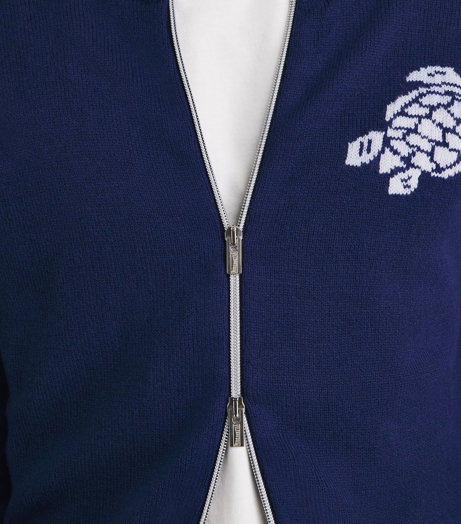 Vilebrequin Mens Virgin Wool-Cashmere Juan Zip-Up Cardigan Bleu Marine Image 3