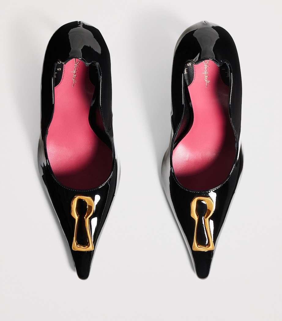 Schiaparelli Patent Leather Keyhole Pumps 105 Black Image 5