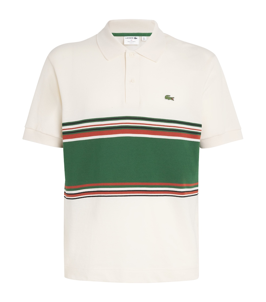 Cotton Contrast Stripe Polo Shirt CREAM Image 1