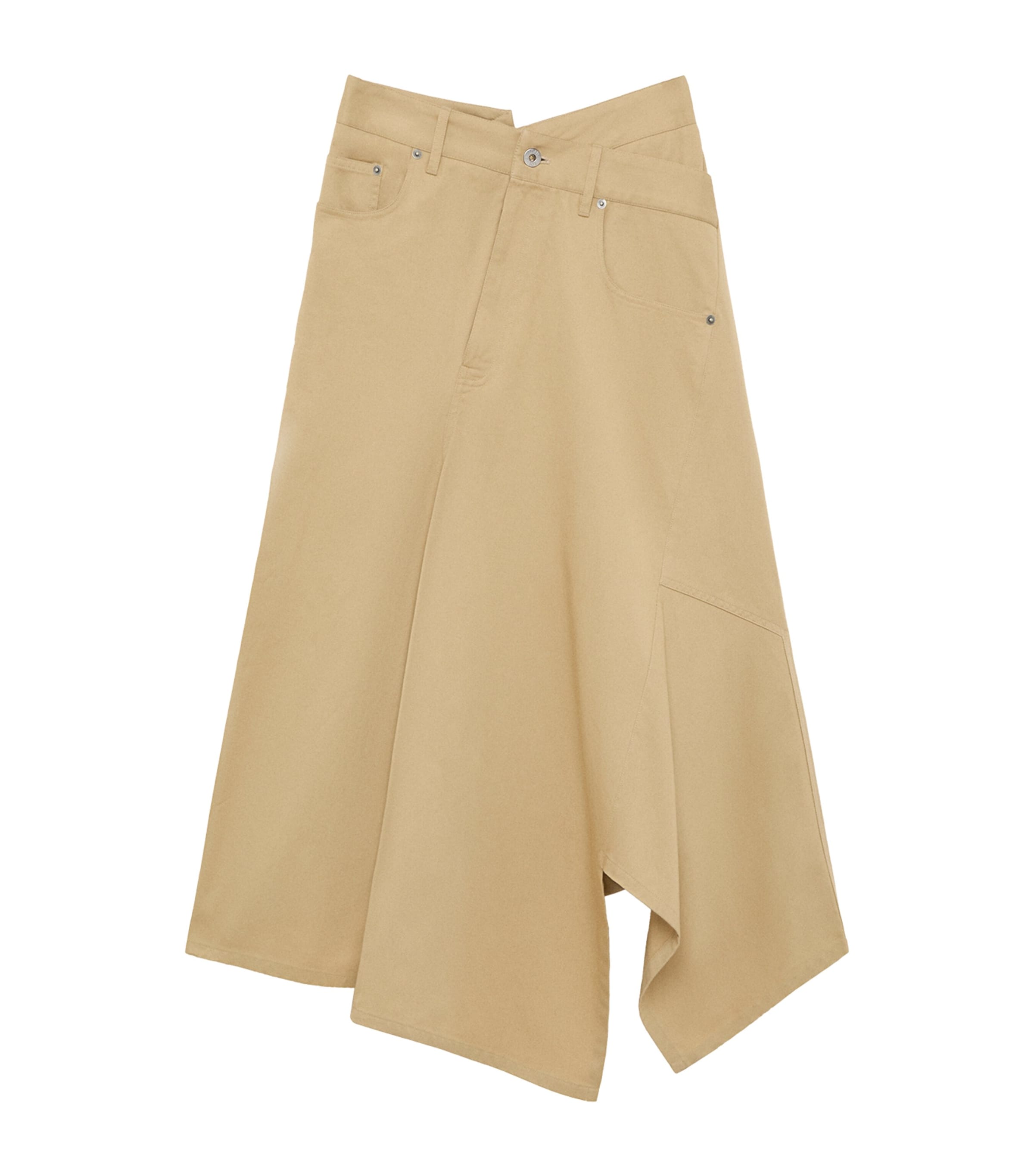 LOEWE Womens Cotton Asymmetric Midi Skirt Beige Image 1