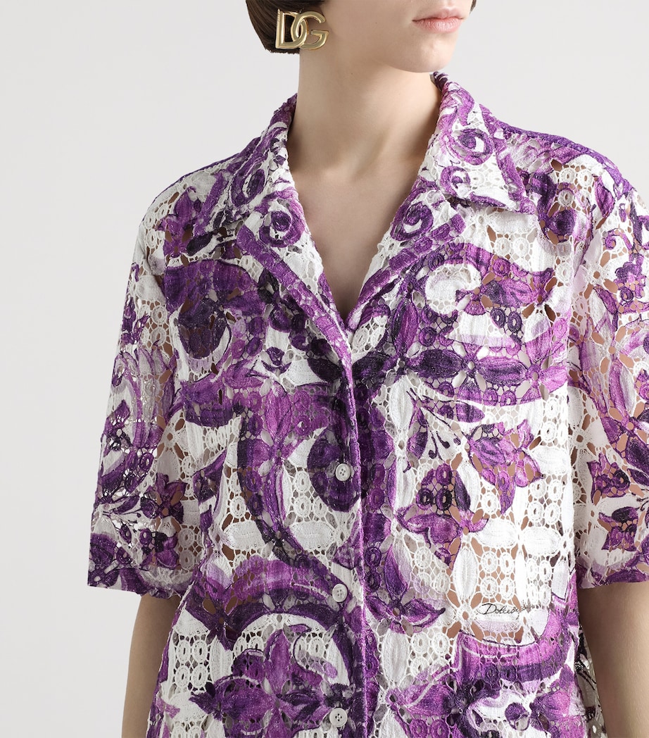 Crochet Majolica Print Shirt IP3TN-MAIOLICA VIOLA Image 4