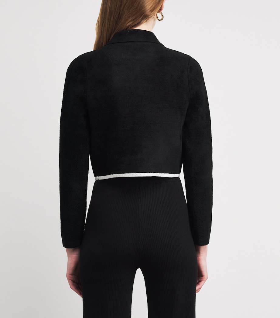 Velvet Two-Tone Cardigan BLACK Image 4