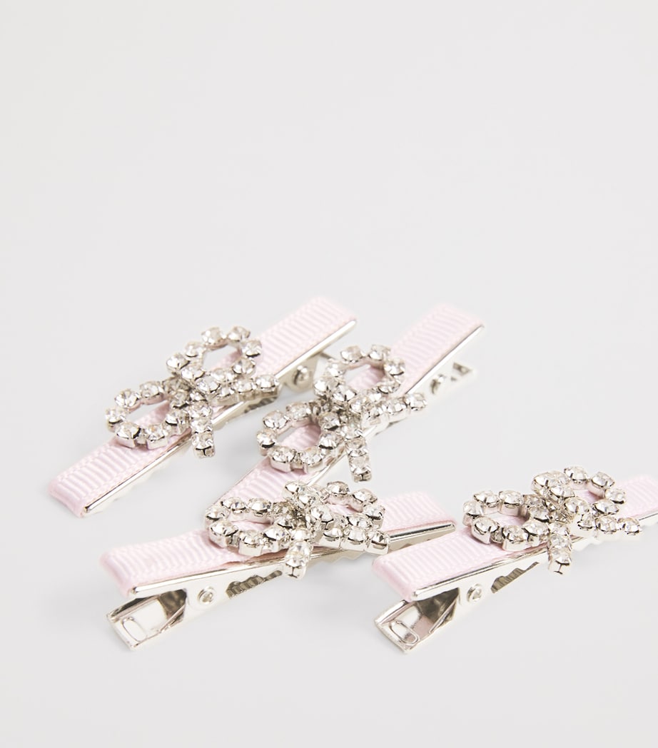 Crystal Bow Hairclips (Pack of 4) PINK Image 4