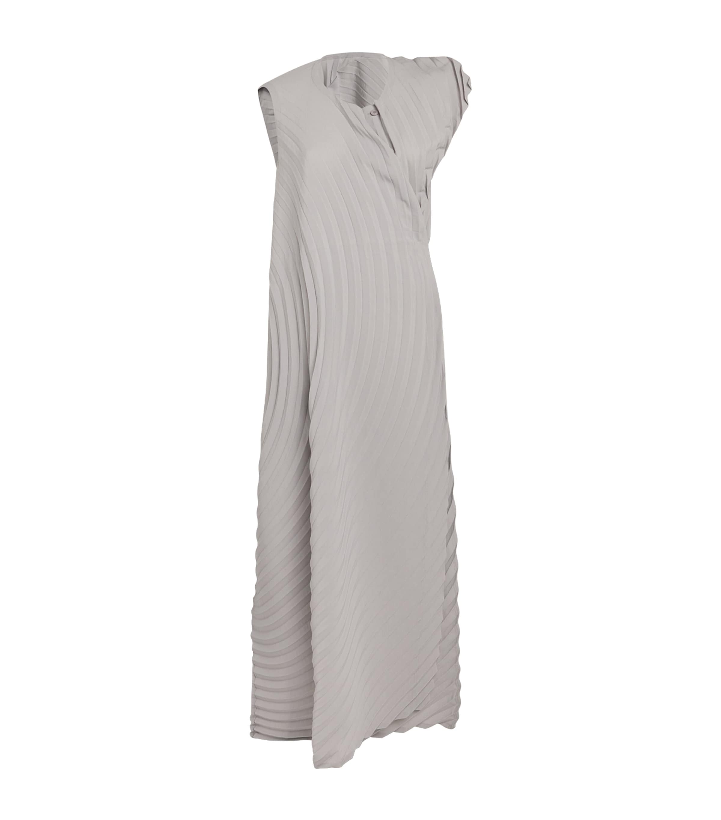 Issey Miyake Resonant Pleats Maxi Dress In Grey