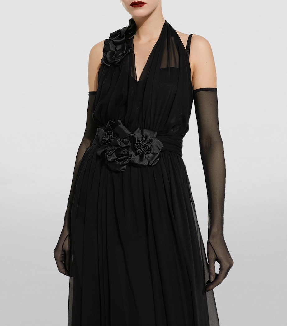 Silk Rose Halterneck Gown N0000-BLACK Image 4