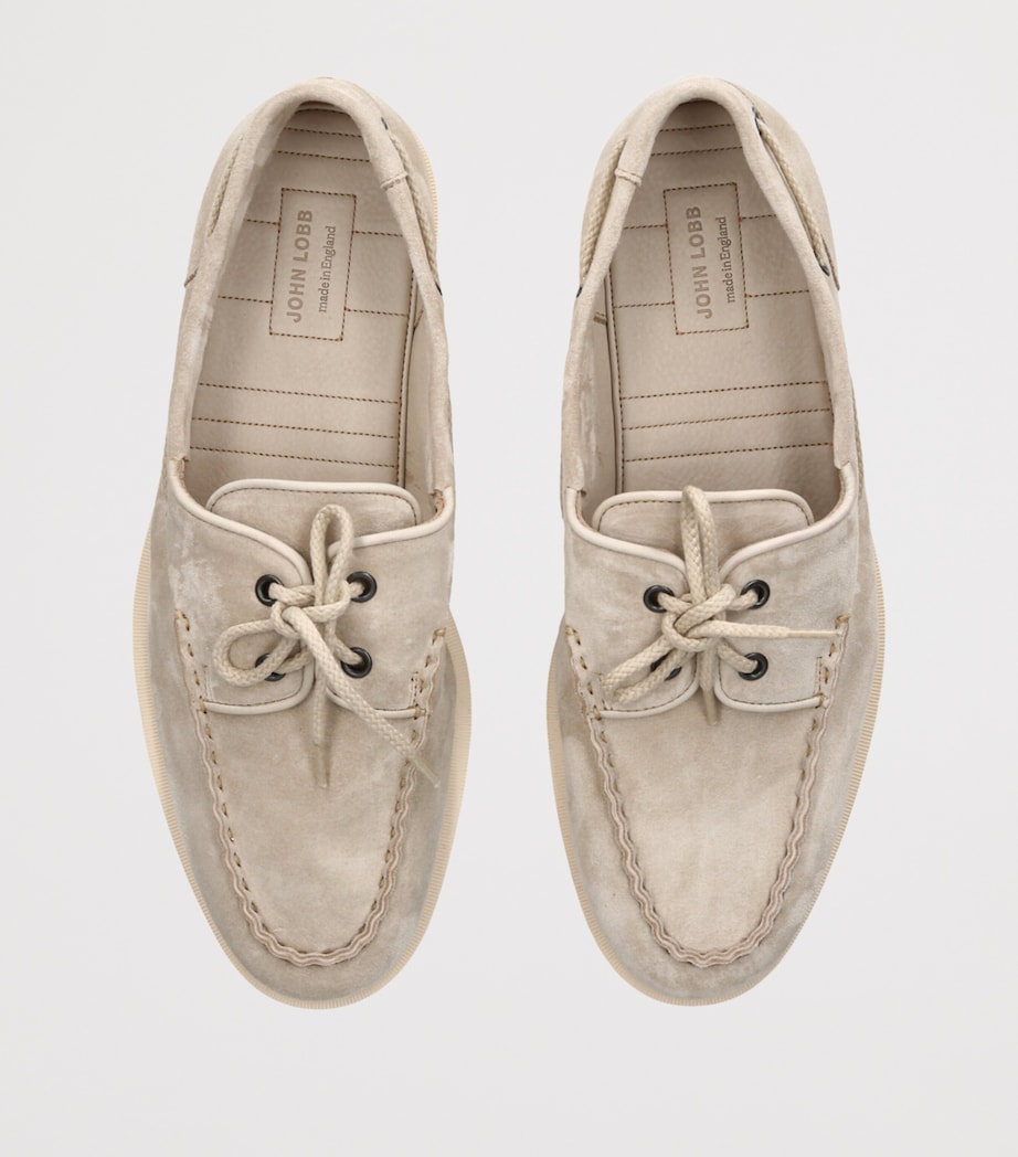 Suede Foil Boat Shoes BEIGE Image 4