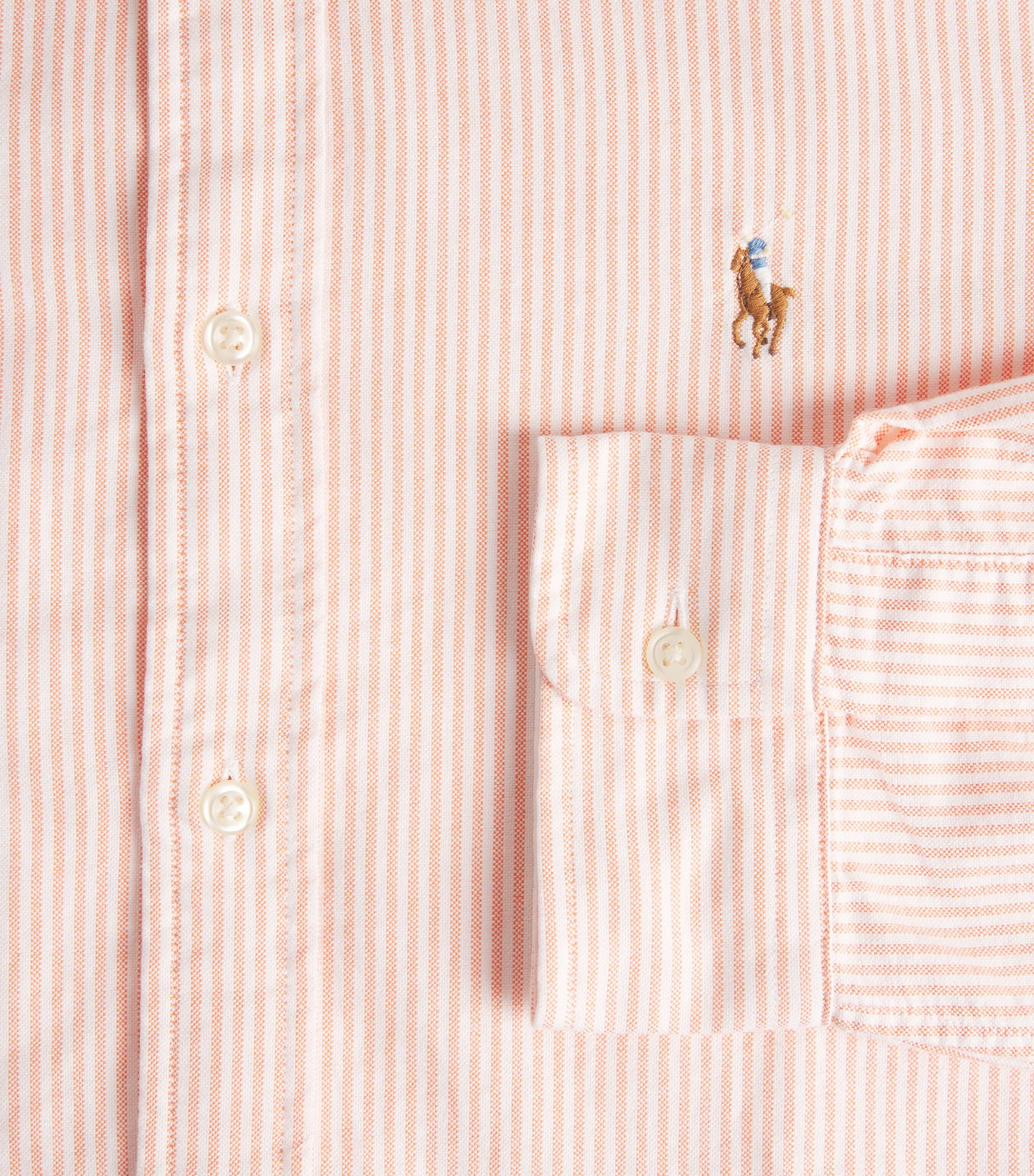 Cotton Striped Oxford Shirt 6636C KNA ORNGE/WHT Image 5