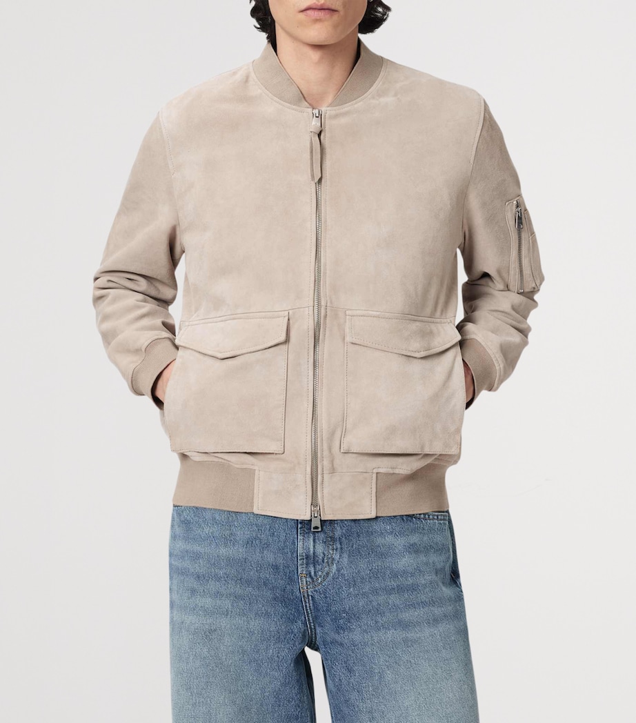 AllSaints Suede Rokko Bomber Jacket Pasilla Brown Image 3