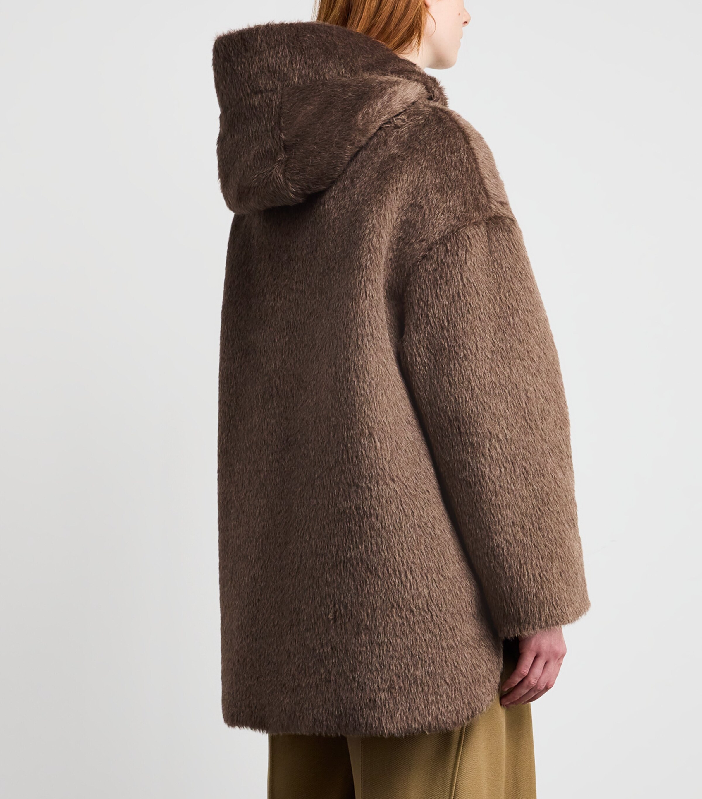 Max Mara Brown Down, Faux Fur and Water-Repellent Reversible