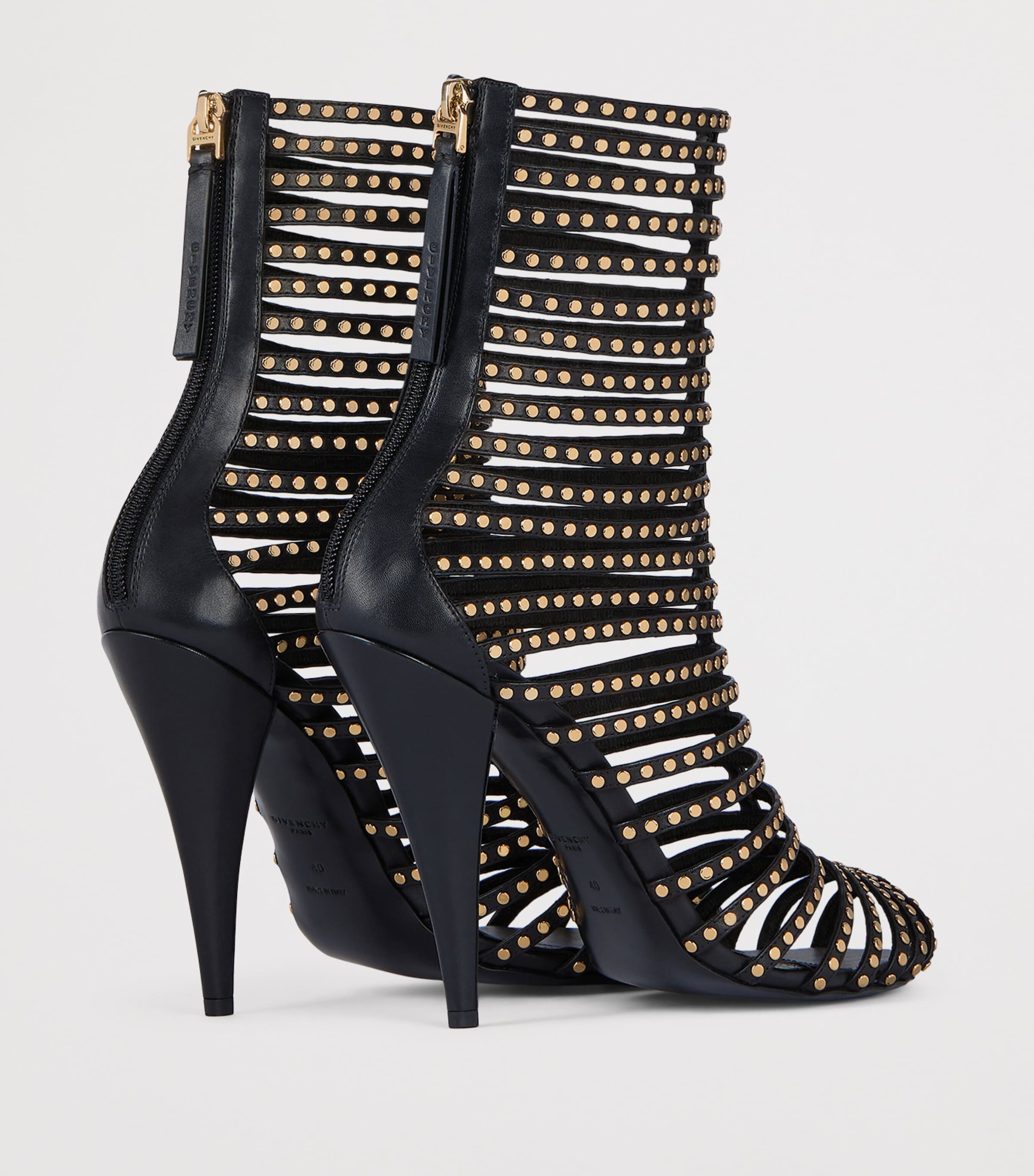 Leather Embellished-Strap Boots 95 BLACK Image 4