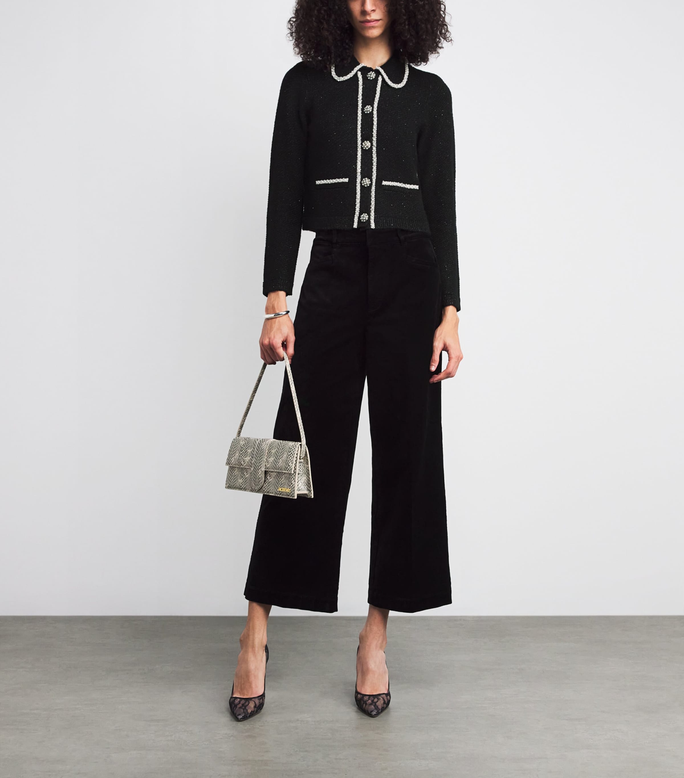 Tweed Noella Cardigan A001 BLACK Image 2