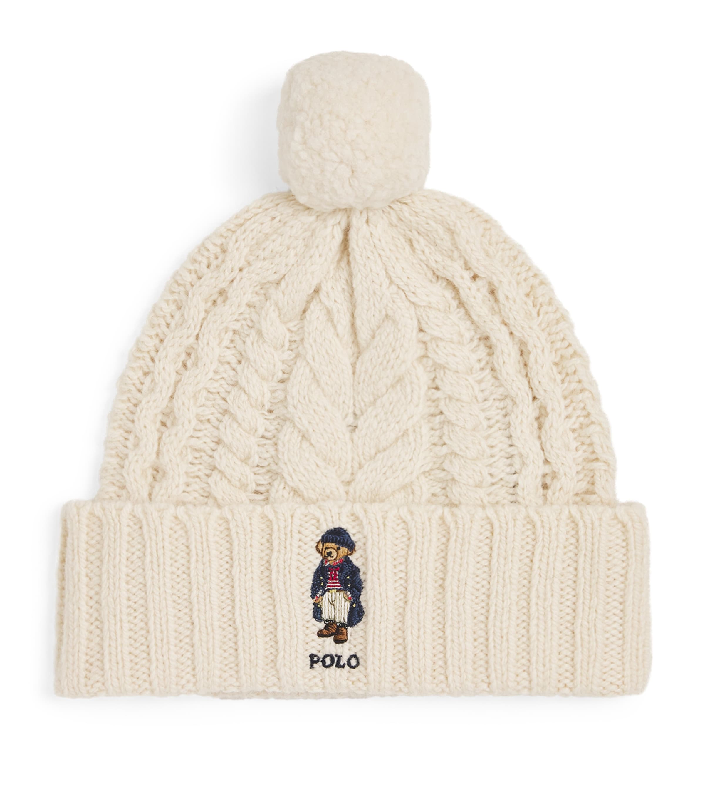 Polo Ralph Lauren Beige Wool-Blend Polo Bear Beanie Harrods UK