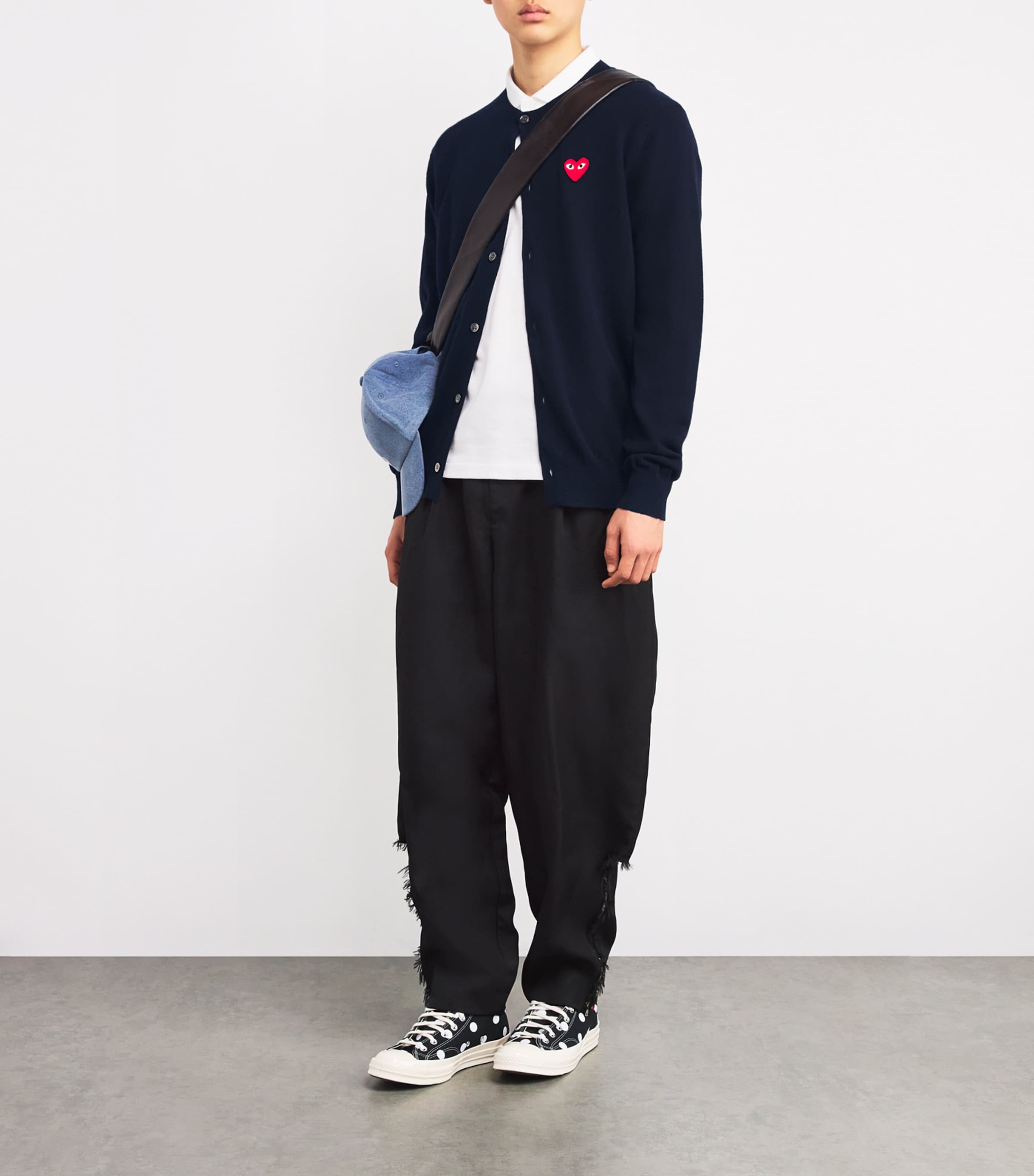 Comme Des Garçons Play Mens Wool Heart Cardigan Navy Image 2