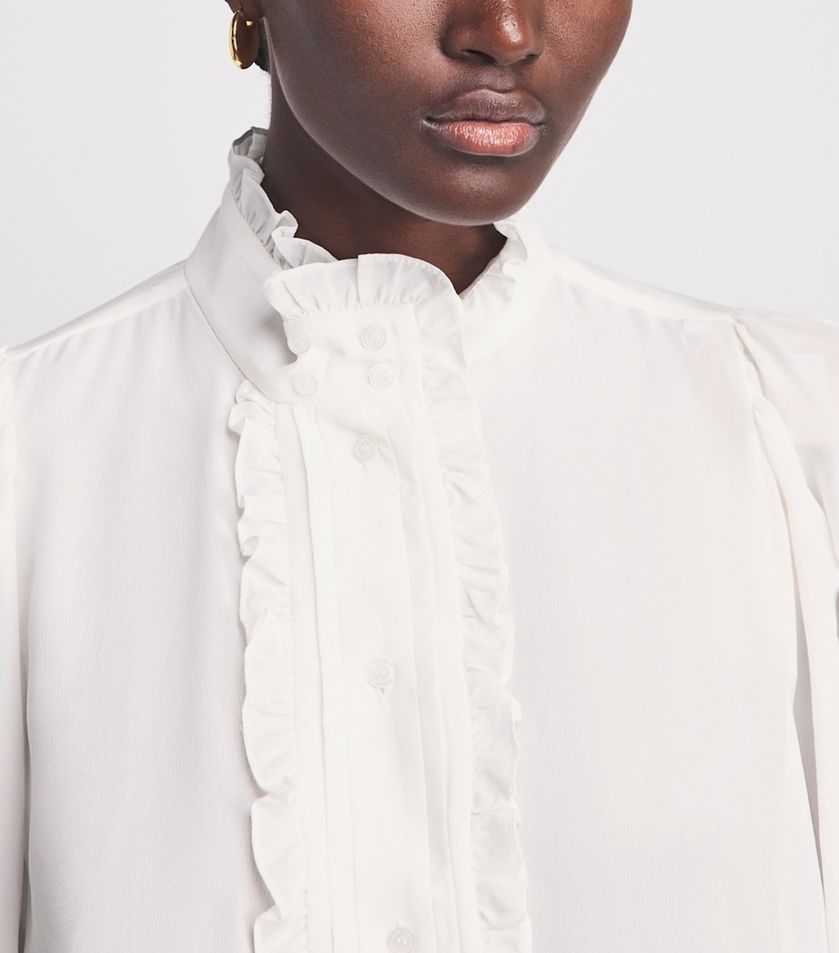 Sandro Paris Womens Silk Ruffle Blouse White Image 3
