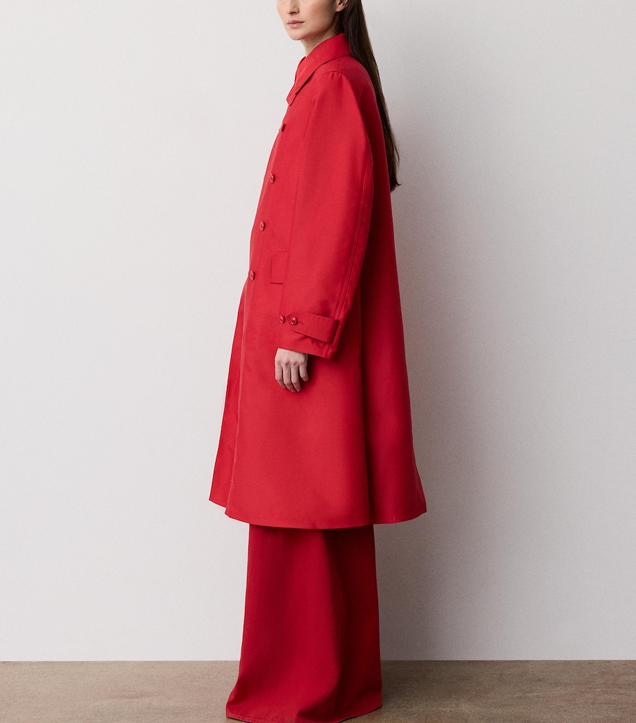 Ralph Lauren Collection Womens Silk-Blend Raquel Trench Coat Bright Red Image 2