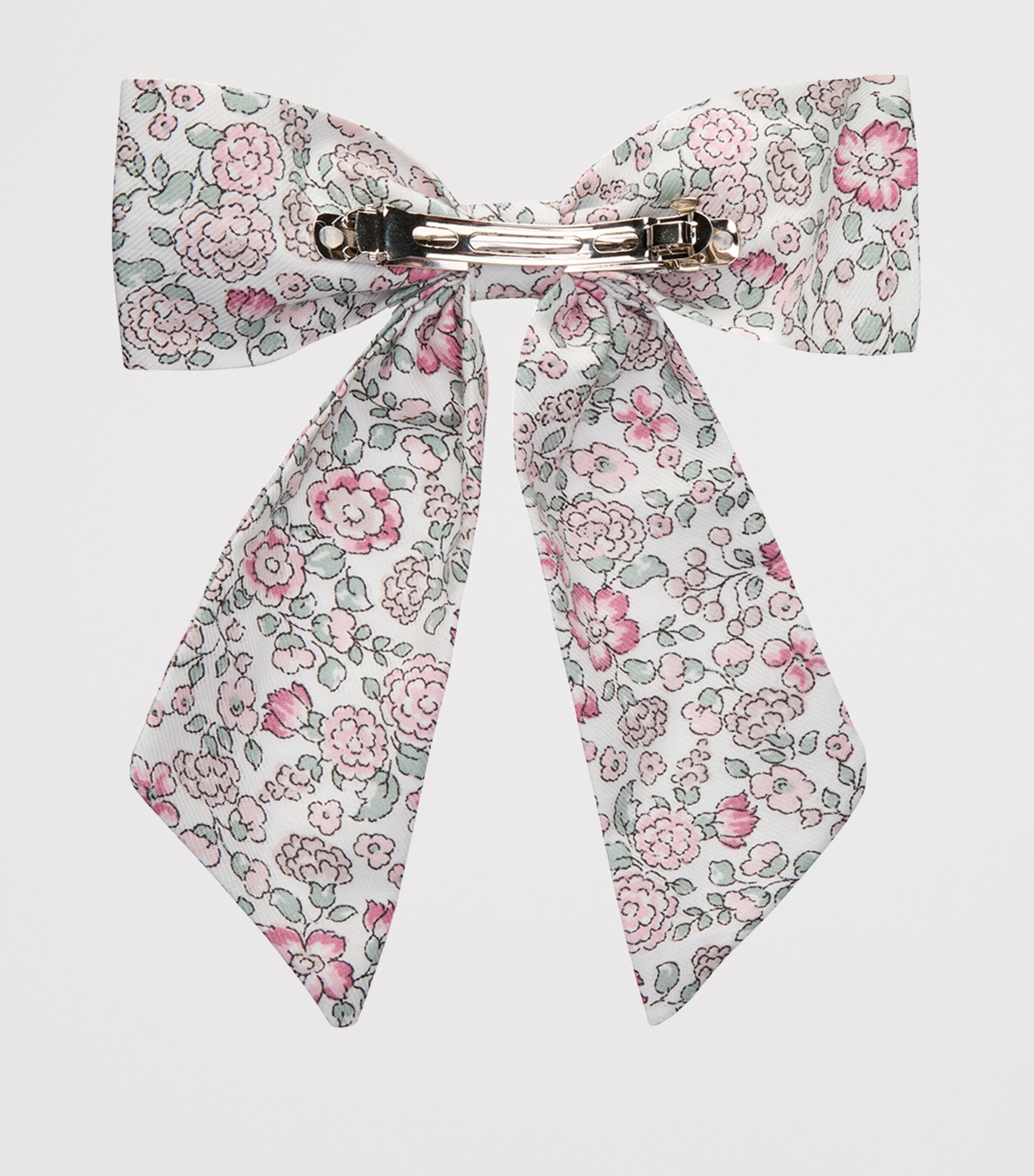 Trotters Cotton Floral Bow Hair Clip Pink Image 2