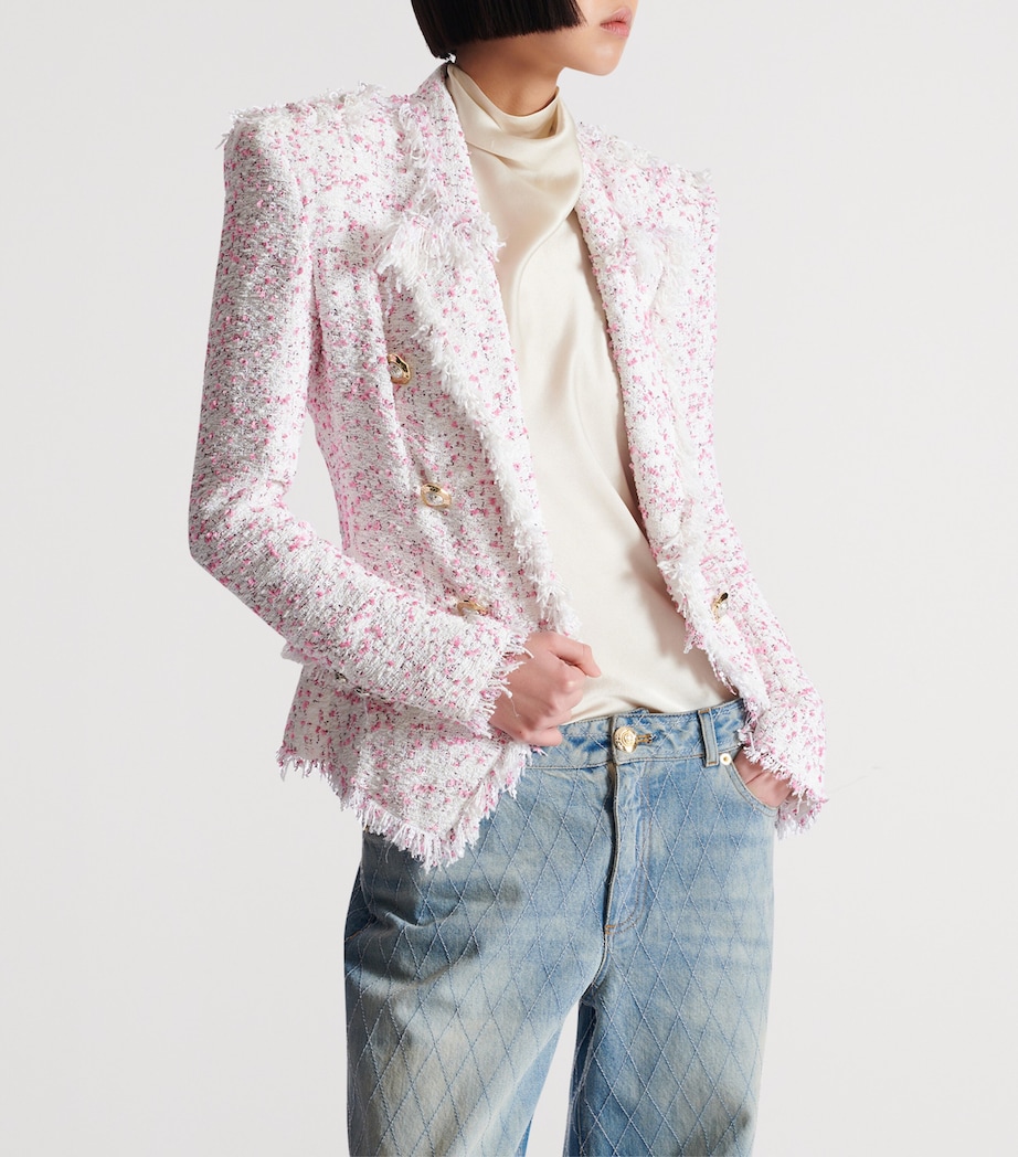 Tweed Frayed Blazer GRD BLANC/ROSE Image 4