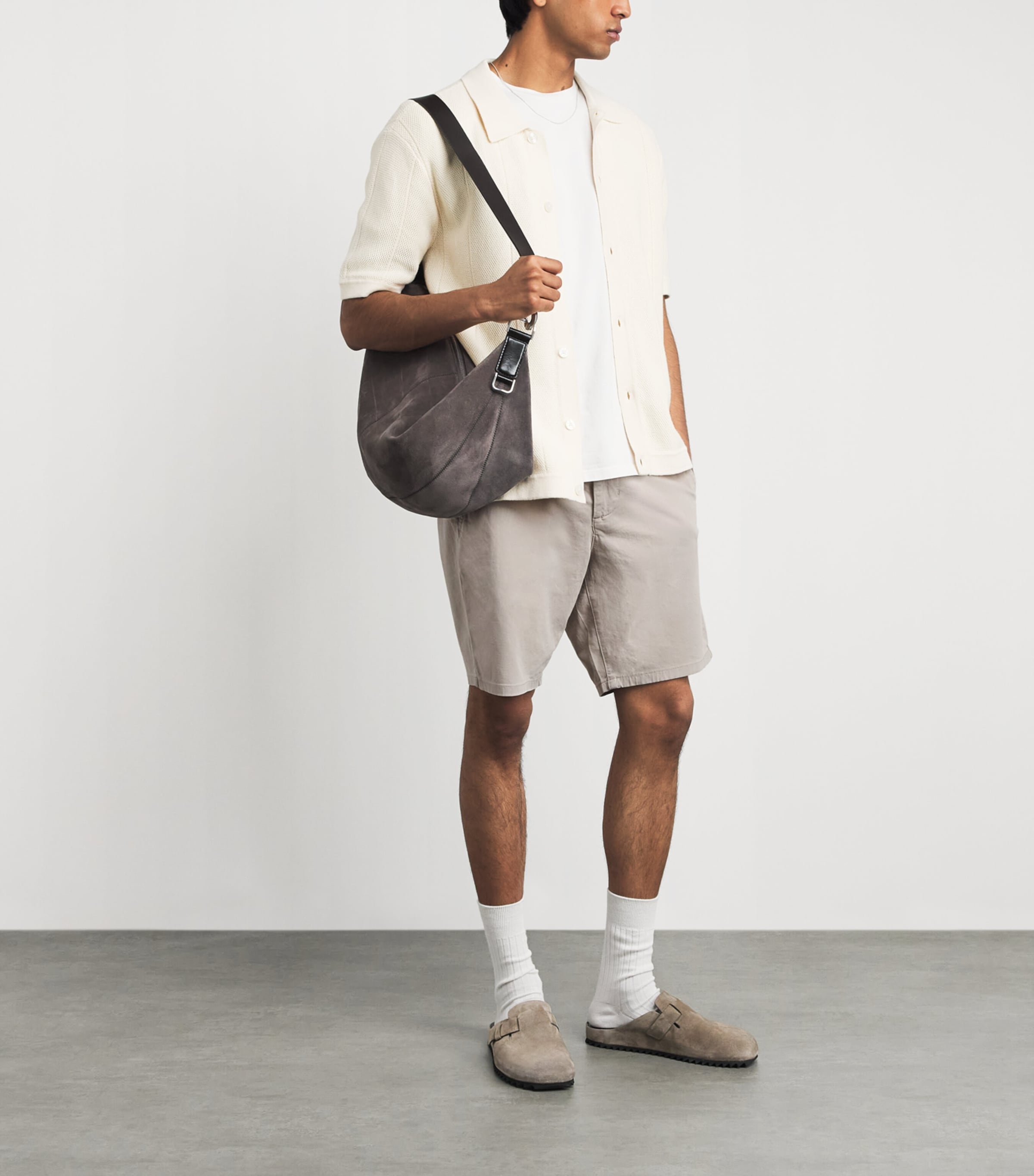 PAIGE Mens Phillips Chino Shorts Fresh Oyster Image 2