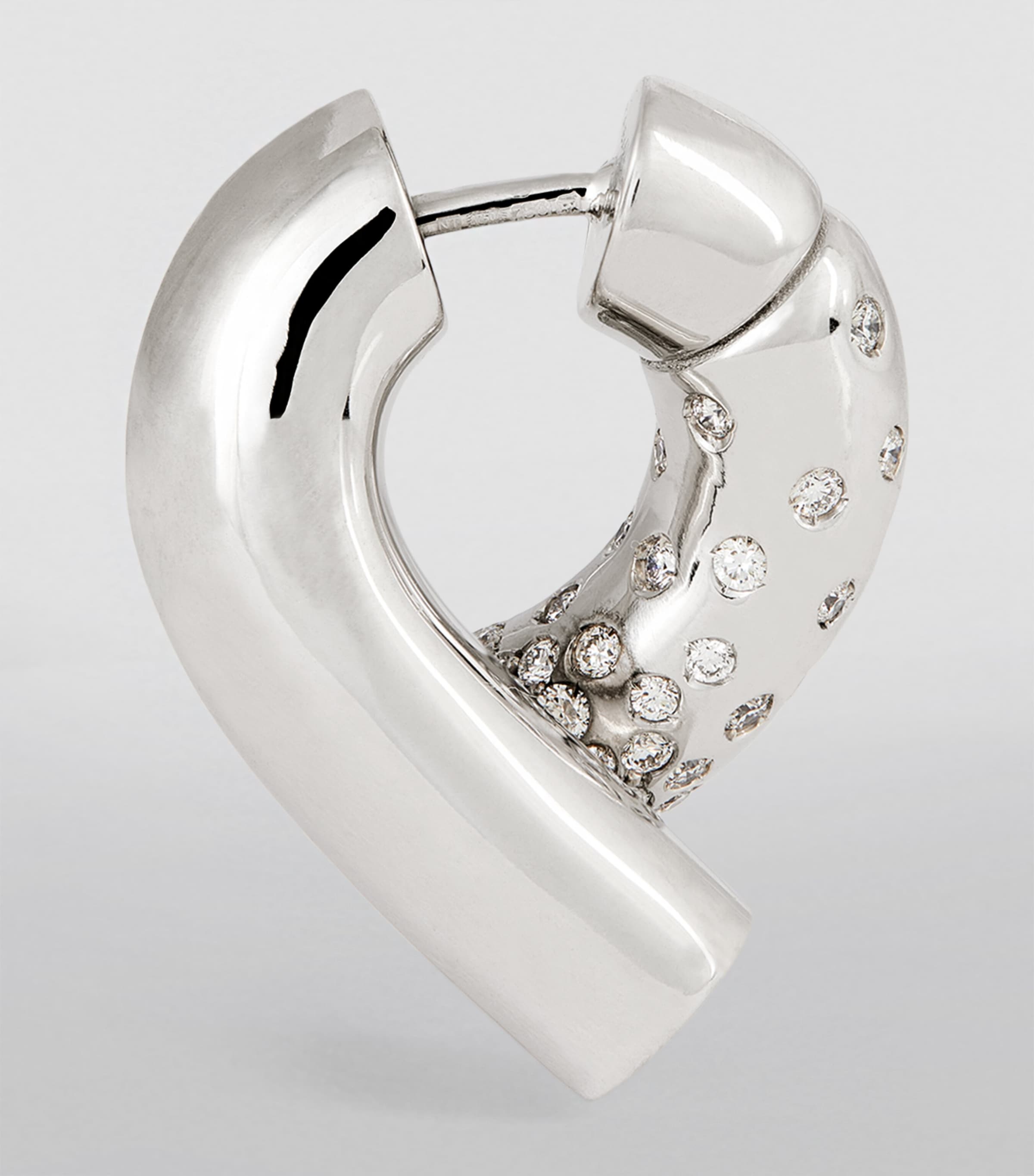 Tabayer Medium White Gold and Diamond Oera Hoop Earrings White Gold Image 3