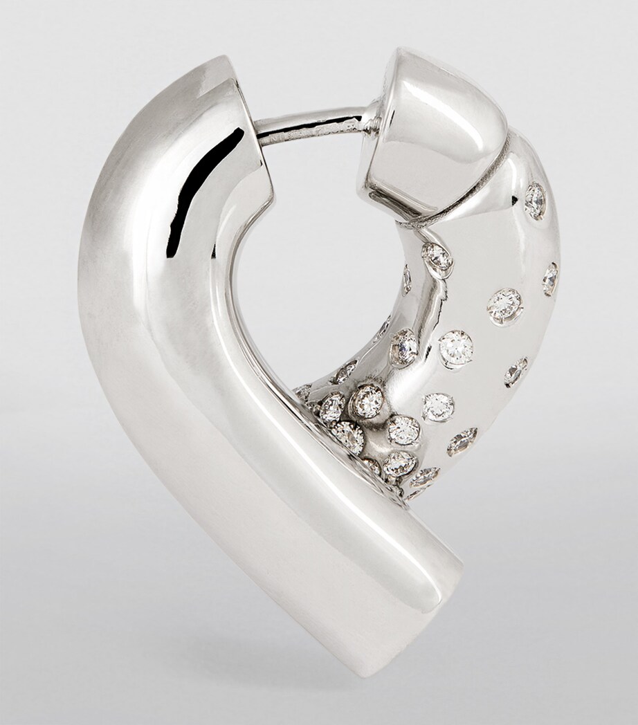Tabayer Medium White Gold and Diamond Oera Hoop Earrings White Gold Image 3