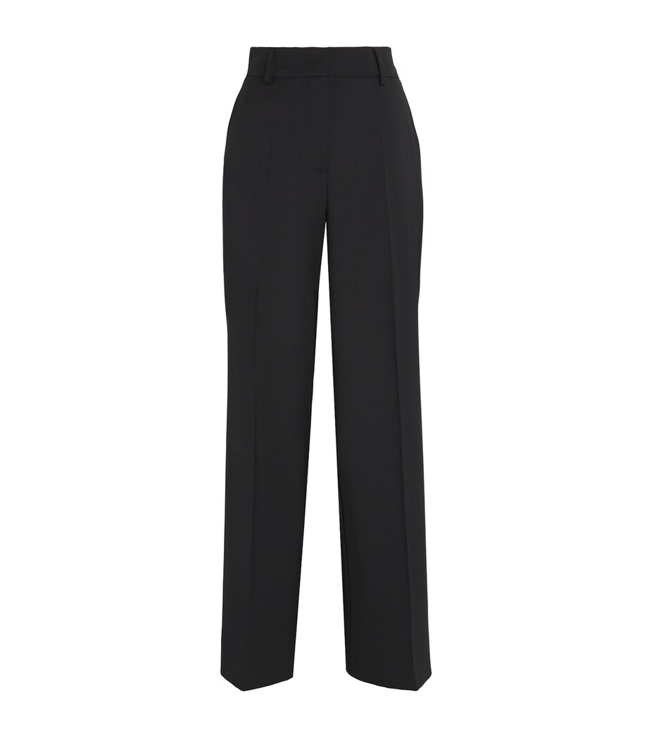 Virgin Wool Wide-Leg Trousers BLACK Image 1