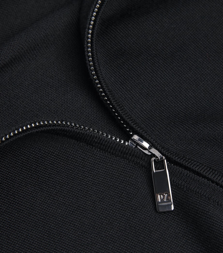 Wool Zip-Up Cardigan 20 BLACK Image 5