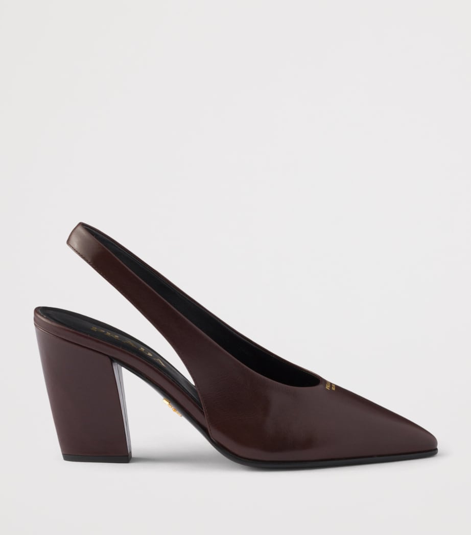 Prada Leather Slingback Pumps 85 Brown Image 3