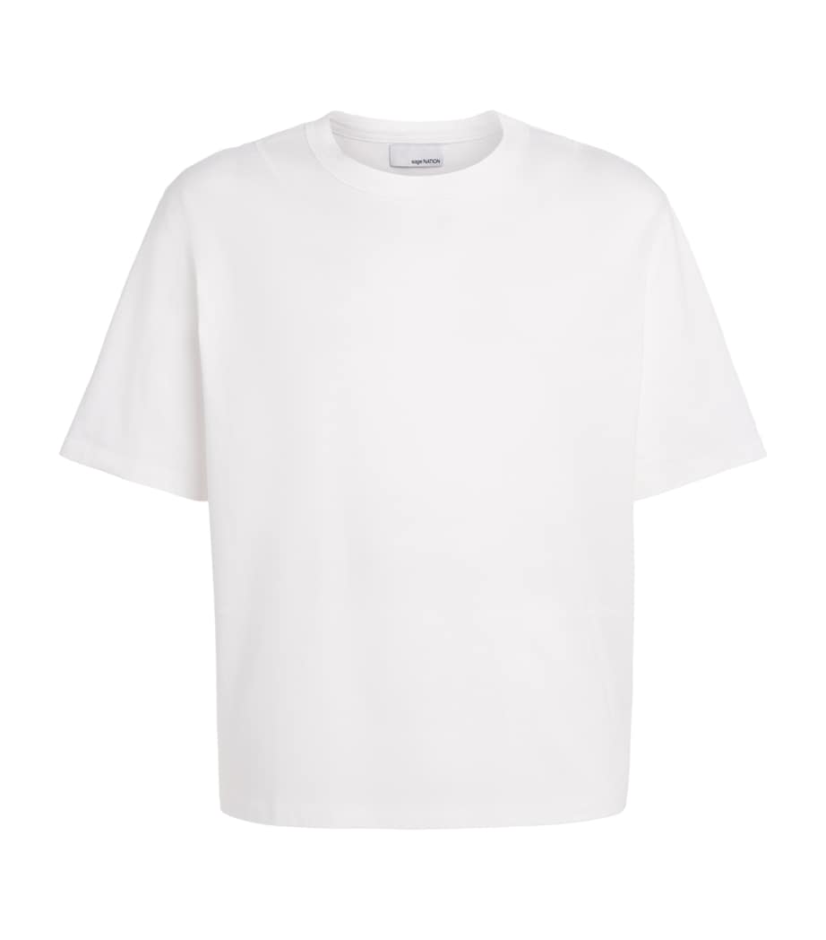 Sage Nation Mens Cotton Cross-Stitch T-Shirt Optic White Image 1