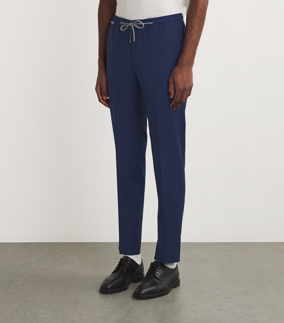 Wool Drawstring Straight Trousers 005 BLUE Image 3