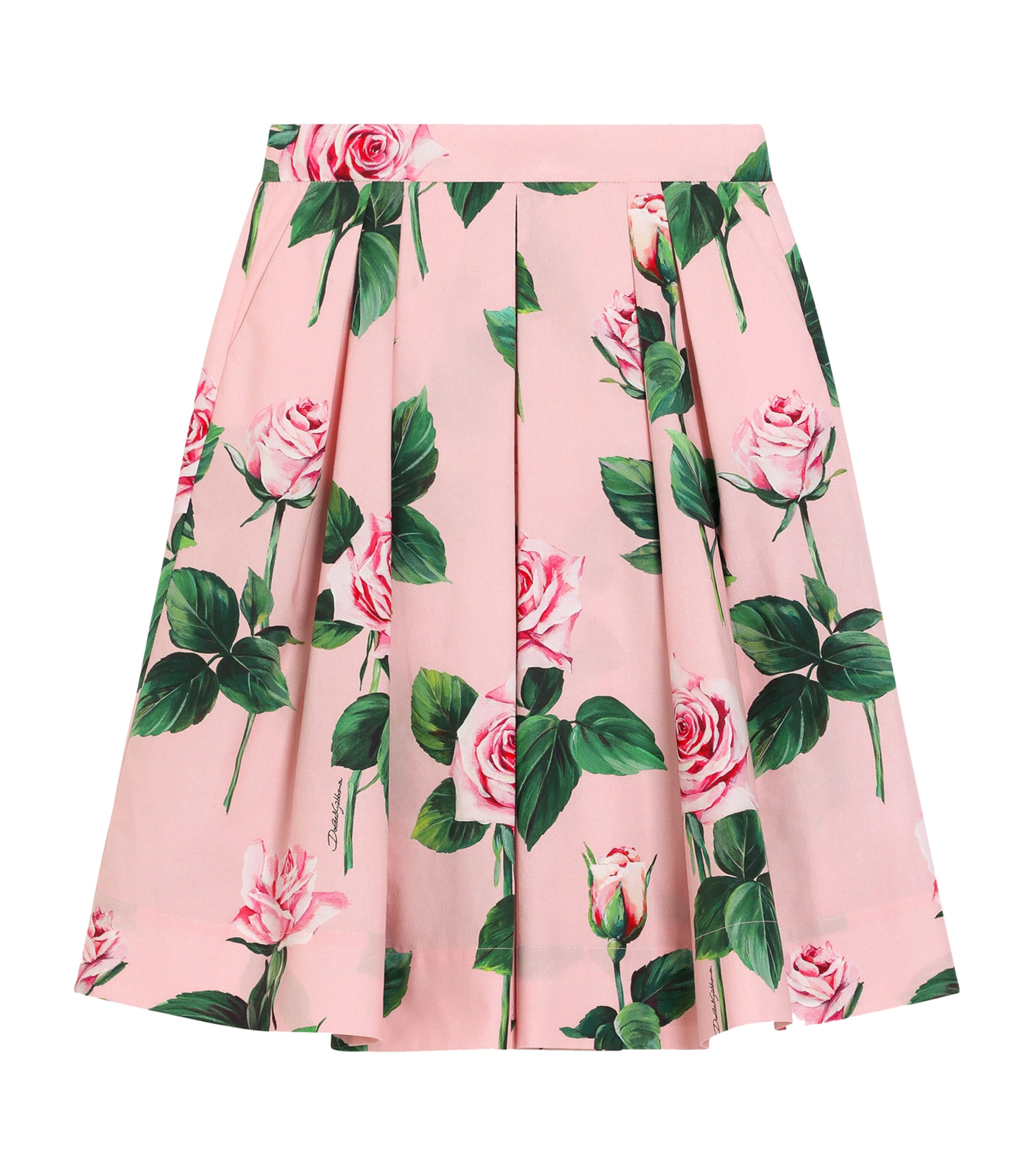 Dolce & Gabbana Pleated Rose Print Skirt