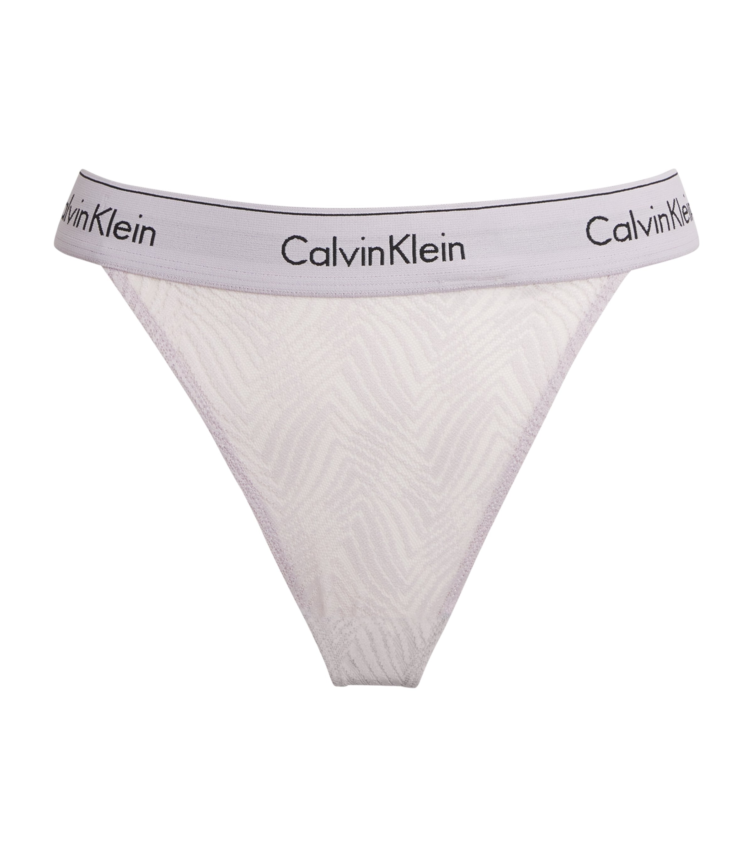 Shop Calvin Klein Modern Lace Semi-sheer Thong In Purple