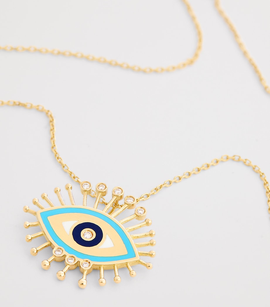 Yellow Gold, Diamond, Lapis and Turquoise Rebel Eye Rich Kitsch Necklace YELLOW GOLD Image 5