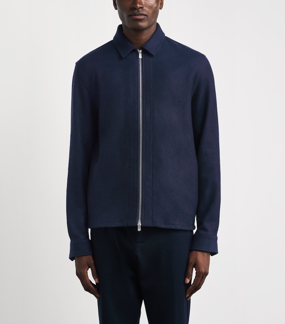 Marco Pescarolo Mens Cashmere 2-Way Zip Jacket Navy Image 3